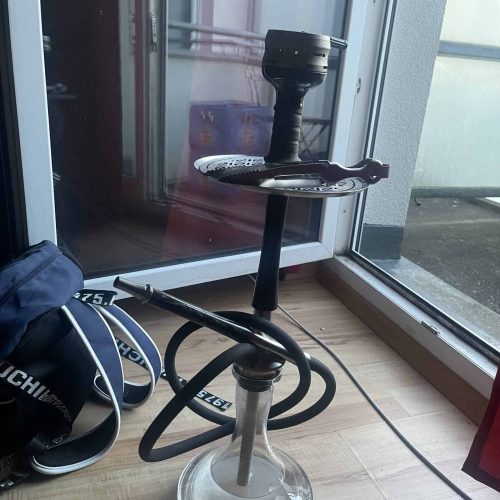 Wasserpfeifen-Kopf mit Glasbowl, Shisha Ersatzteil, gebraucht, schwarz.