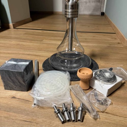 Raucherset mit Glasbowl, Metallstücken und Zubehör für Shisha. Perfekt für den Genuss zu Hause oder.