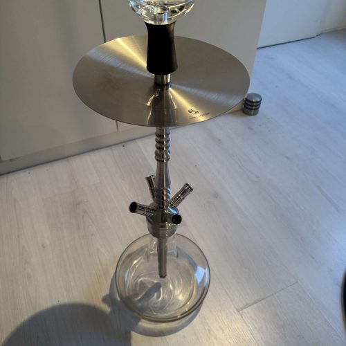 Rauchsäule mit Glasaufsatz für Shisha, Edelstahl, modern.