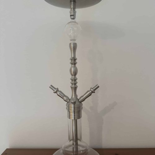 Rauchersäule aus Glas und Metall, geeignet für Shisha oder Wasserpfeife.
