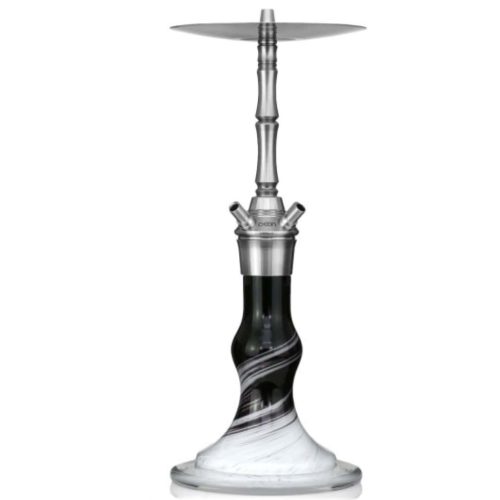 Hochwertige Shisha mit stilvollem Glasdesign und Edelstahl-Elementen.