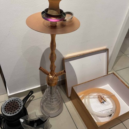 Rauchsäule mit Glas, Keramikbowl und Zubehör im Karton.