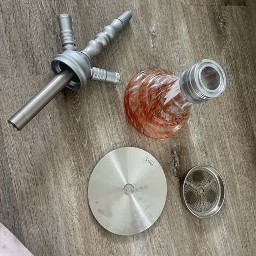 Raucherset für Shisha mit Glasbowl, Metallstücken und Dichtung, gebraucht, gut erhalten.