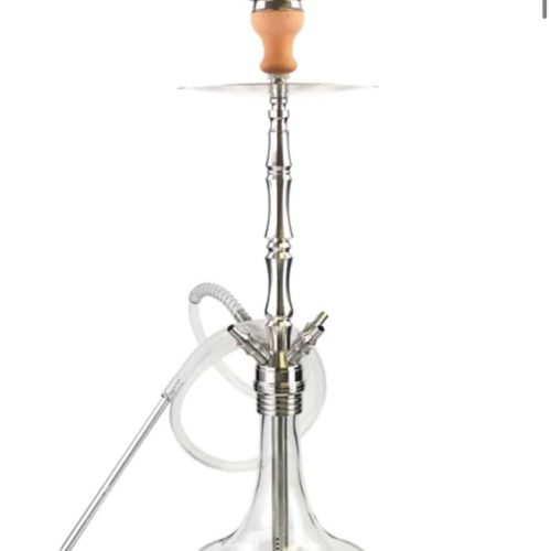 Hochwertige Shisha mit Glasbowl und Metallrohr.