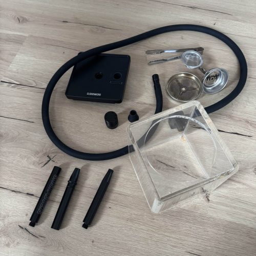 Dampfer-Set für Shisha mit Glasaufsatz, Schlauch und Zubehör, ideal für Wasserpfeifen.