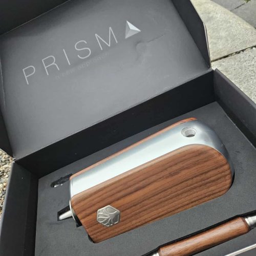 Prisma Zange für Shisha, mit Holzgriff und Edelstahl, ideal für Kohle und Tabak.