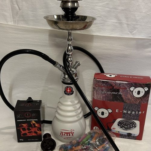 Elektrischer Heizstab für Shisha mit Heizkohle und Zubehör.