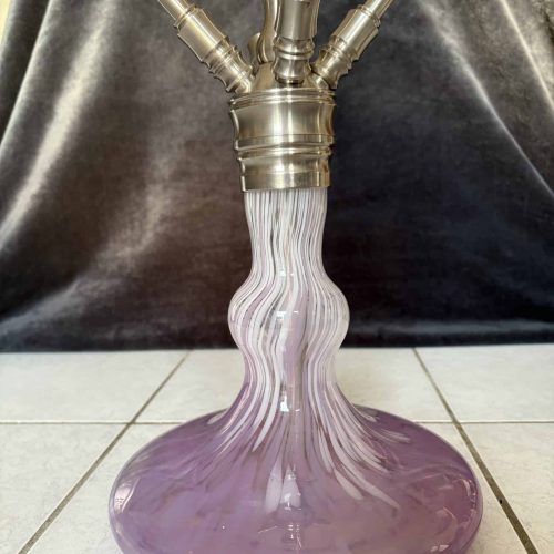 Glasbowl Shisha mit Mehrfach-Aufsatz aus Metall.