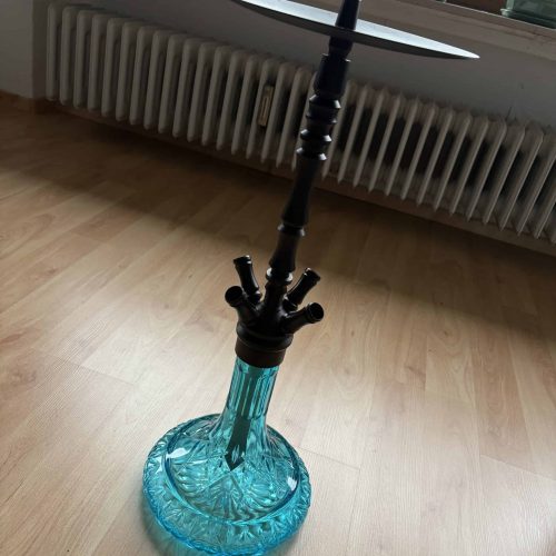Schwarze Shisha mit Glasbase, geeignet für Wasserpfeifenliebhaber, Indoor-Dekoration, stilvoll und f.