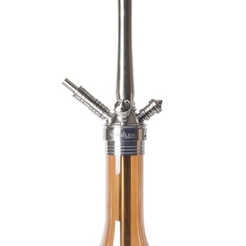 Moderne Shisha mit Glas- und Metallkomponenten, ideal für Genuss und Entspannung.