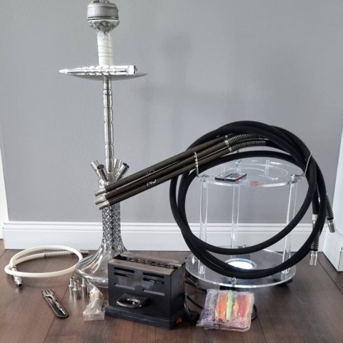 Rauchsäule mit Schlauch, Kohlezange und Zubehör für Shisha.