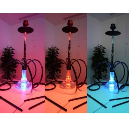 Bunte LED-Hookah mit farbigem Licht, ideal für Shisha-Liebhaber.