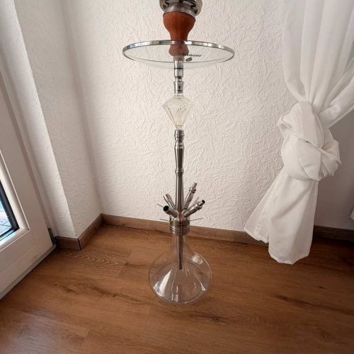 Rauchsäule mit Glasaufsatz, Holzgriff, für Shisha-Dampfen.