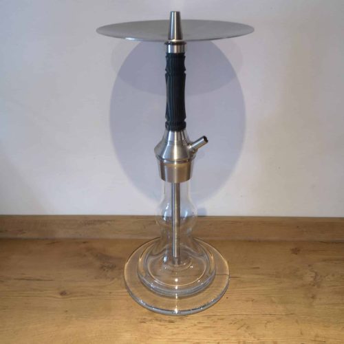 Hanf-Kopf mit Glasaufsatz, Metallplatte und Schlauchanschluss für Shisha.