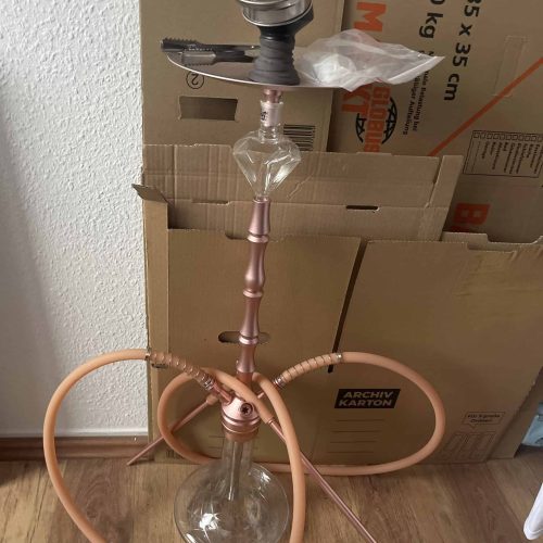 Rauch-Hookah aus Metall mit flexiblem Schlauch und Edelstahl-Deckel, perfekt für gemütliche Shisha-A.