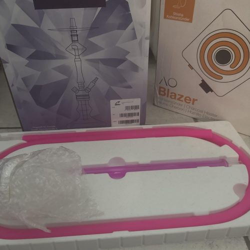 Pinkes Silikonschlauchset für Shisha, neu und unbenutzt.