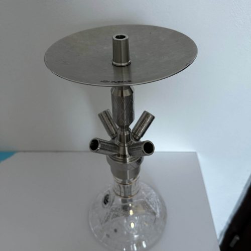 Rauchersäule aus Edelstahl für Shisha, ohne Schlauch, mit Glasbasis, ideal für Wasserpfeifen.