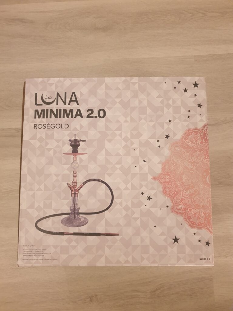 LUNA MINIMA 2.0 Wasserpfeife in Roségold, stilvolles Design, ideal für Shisha-Liebhaber.