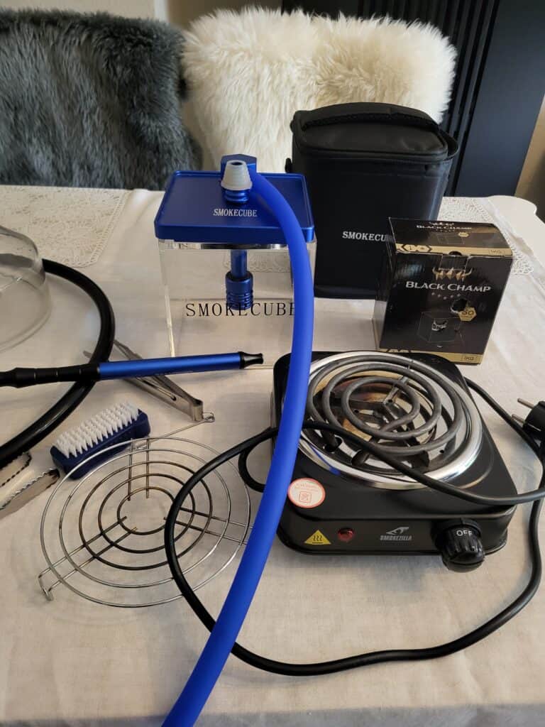Elektrischer Heizstab für Shisha mit Kabel und Zubehör.